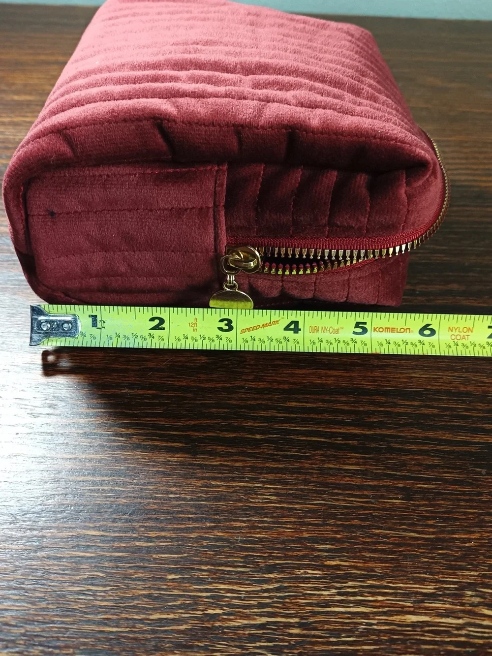 Set of 2 Red and Burgundy Velvet Cosmetic Bags